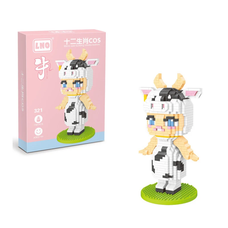 748pcs+ Molly Cosplay Animal Micro Blocuri Zodiac Chinezesc Porc Mouse-ul Tiger Cifre Diamant Caramida Păpușă Jucărie Pentru Copil Cadou