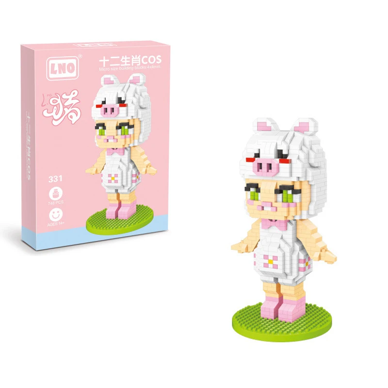 748pcs+ Molly Cosplay Animal Micro Blocuri Zodiac Chinezesc Porc Mouse-ul Tiger Cifre Diamant Caramida Păpușă Jucărie Pentru Copil Cadou