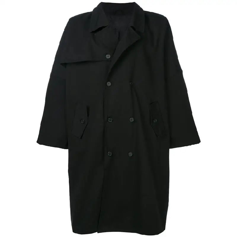 Nouă primăvară originale personalizate mediu și lung stil hanorac barbati negru ultra-largi haină la două rânduri. S-6XL!!