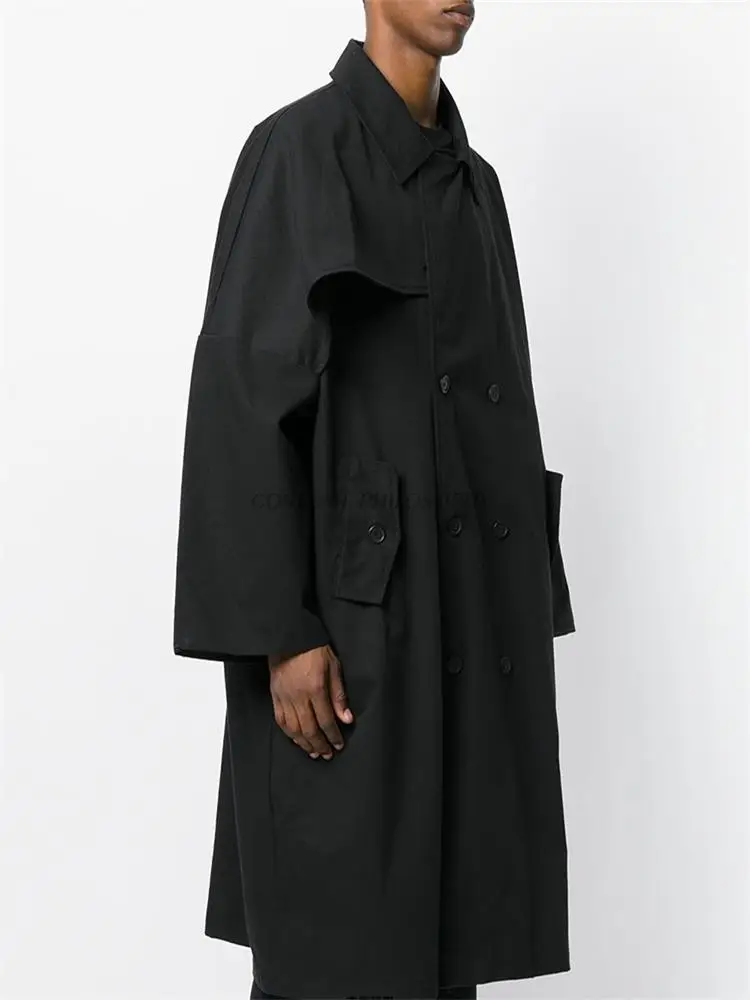 Nouă primăvară originale personalizate mediu și lung stil hanorac barbati negru ultra-largi haină la două rânduri. S-6XL!!