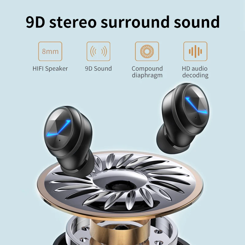 WELESS 2020 Nou TWS Bluetooth fără Fir Earbuds 9D Stereo Anulare a Zgomotului Joc de Sport Sweatproof Căști setul cu Cască Cu Microfon