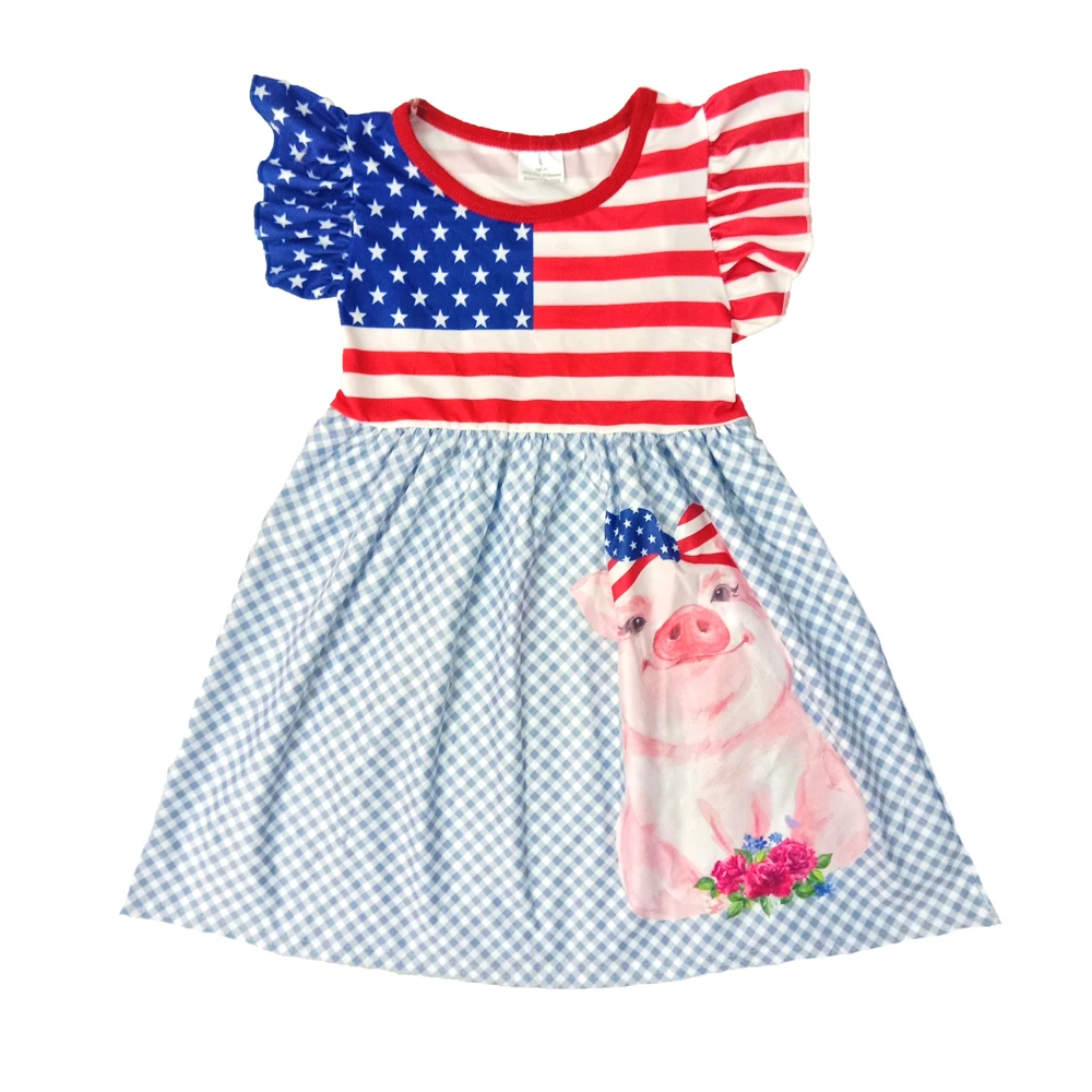 Fericit 4 iulie fete rochii de cusut tesatura fată de vară de moda rochie de drăguț de porc model baby girl rochii cu stele și dungi