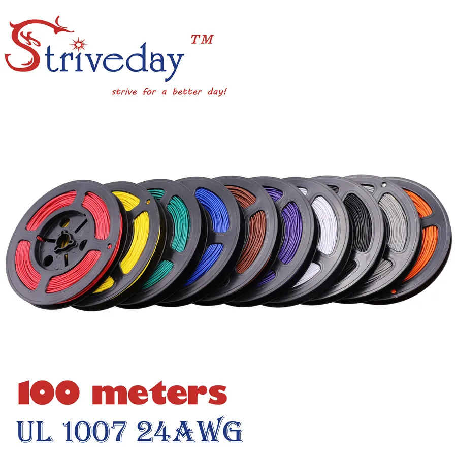 100 de Metri 328 ft UL 1007 24 AWG Cablu de Sârmă de cupru Cositorit DIY Electronice, sârmă de 10 culori Pot alege