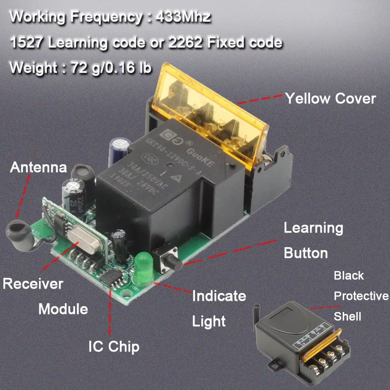 Inteligent Acasă fără Fir Control de la Distanță Comutator RF 433Mhz AC 220V 30A de la Distanță pe Întrerupător de Comandă pentru Acasă Încălzitoare de Apă Lampă de Plafon