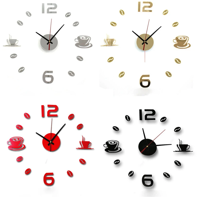 2019 Ceasuri de Perete Mari, Ceas de ceas Horloge 3D DIY Acrilice Auto-Adeziv pentru Oglinda Autocolante Cuarț Moderne mut Ceas JJ30