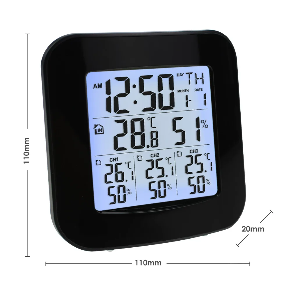 Digital cu Statie Meteo cu Termometru si Higrometru, cu 3 Interior/ Exterior Senzori Wireless pentru Temperatura si Umiditate