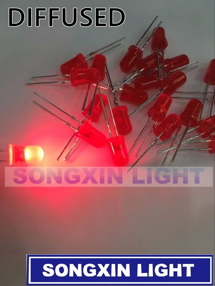 1000 BUC/Lot 5 MM Red LED Rotund Difuză de Culoare Roșie Lumina Lămpii F5 DIP a Evidenția Noi en-Gros de Electronice