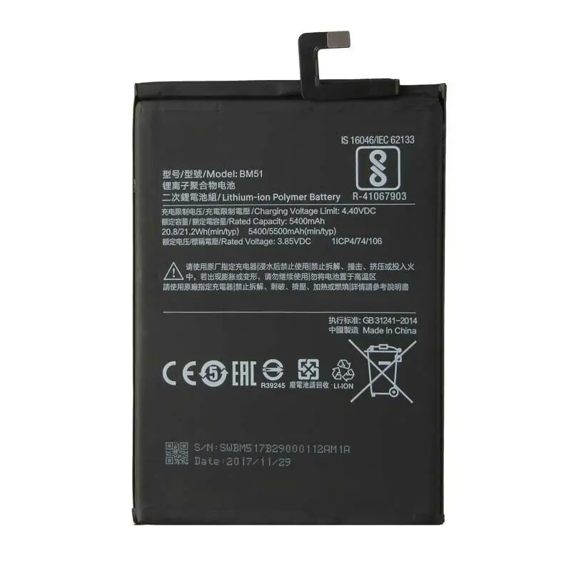 Original BM51 Baterie de Telefon Mobil Pentru Xiaomi Mi Max 3 Capacitatea Reală de 5500mAh Înlocuire Baterie Li-ion cu instrumente de autocolante