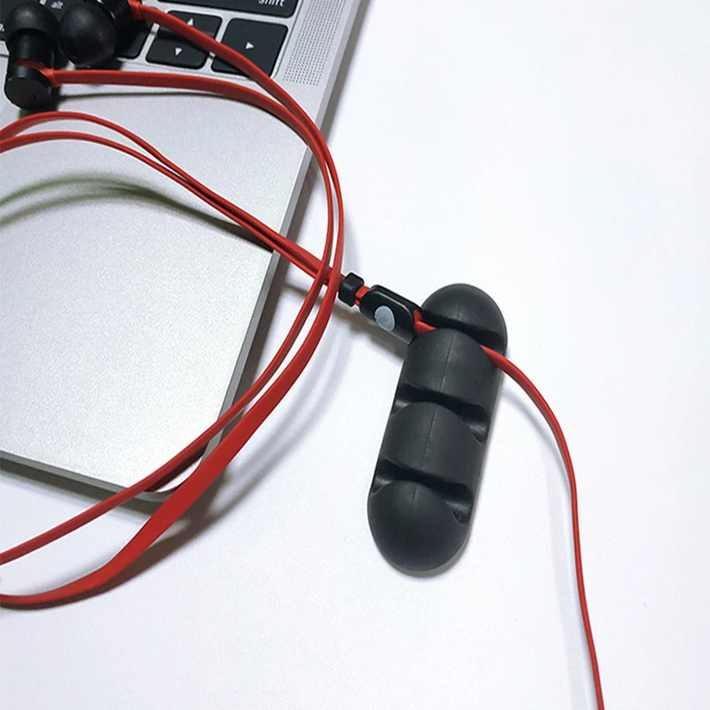 Alb / Negru / Roz / Maro 10buc/set Portabil Dublu Cinci găuri Cablul de Sârmă Cablu bobinator Legături Incarcator USB Suport Organizator de cablu