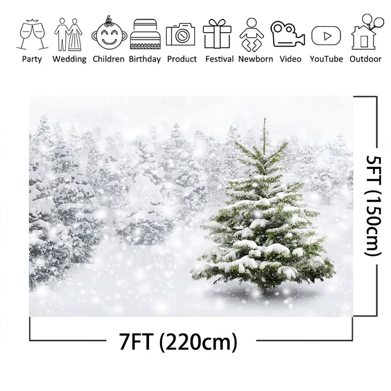 Crăciun Fundal pentru Fotografia de Pădure Pom de Crăciun cu Zăpadă Teren Peisaj de Fundal de Crăciun banner decorare pentru Fotografie Prop