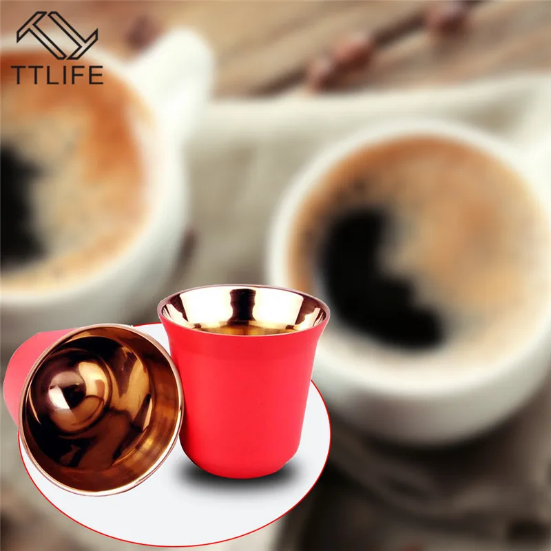 TTLIFE Cafea Espresso Cup 80 Ml din Inox Dublu Izolat Pahar Espresso Ceașcă de Ceai Dublu din Otel Inoxidabil Cana de Cafea