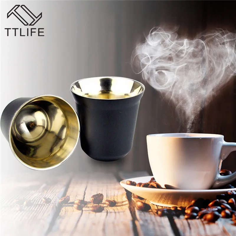 TTLIFE Cafea Espresso Cup 80 Ml din Inox Dublu Izolat Pahar Espresso Ceașcă de Ceai Dublu din Otel Inoxidabil Cana de Cafea