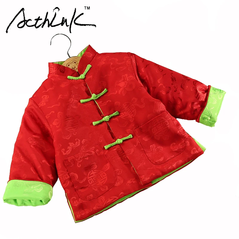 ActhInk Copii Tang Costum Exterior Uzură Strat Gros pentru Baieti Reversibile Stil Jacheta pentru Fete Brand Stil Chinezesc Model de Haină , MC115