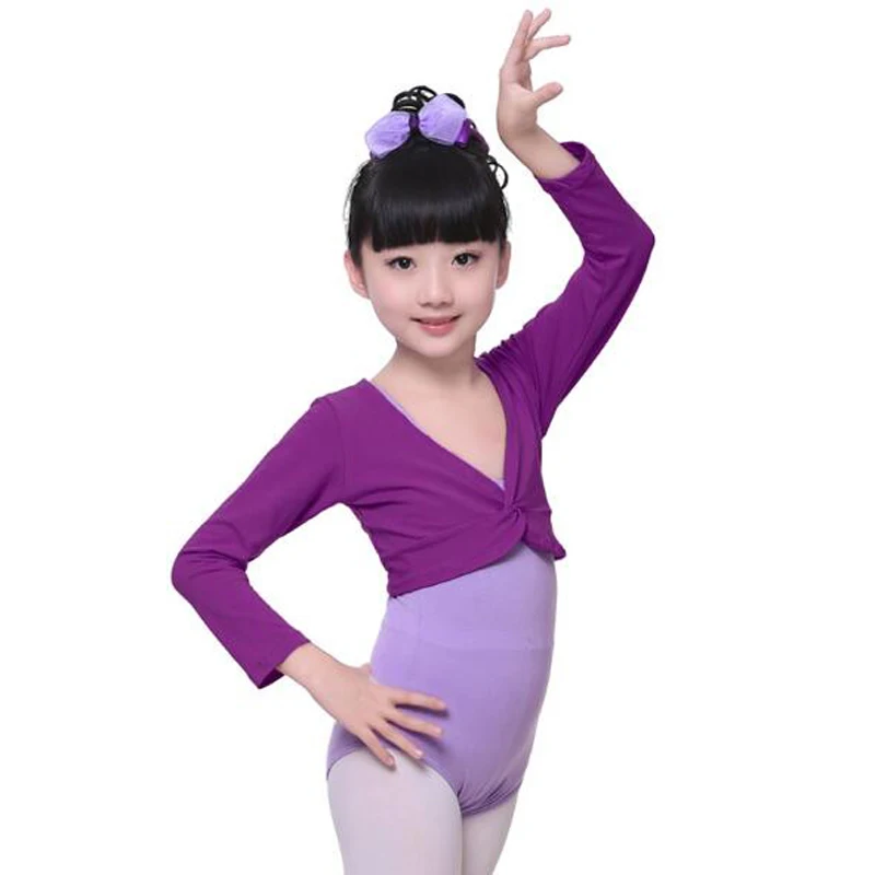 Copii Fete de Balet de Dans latino Purta Pulover Scurt Haina de Costum Gimnastica Copii Casual Folie nod Răsucite de Warm-up Uzura
