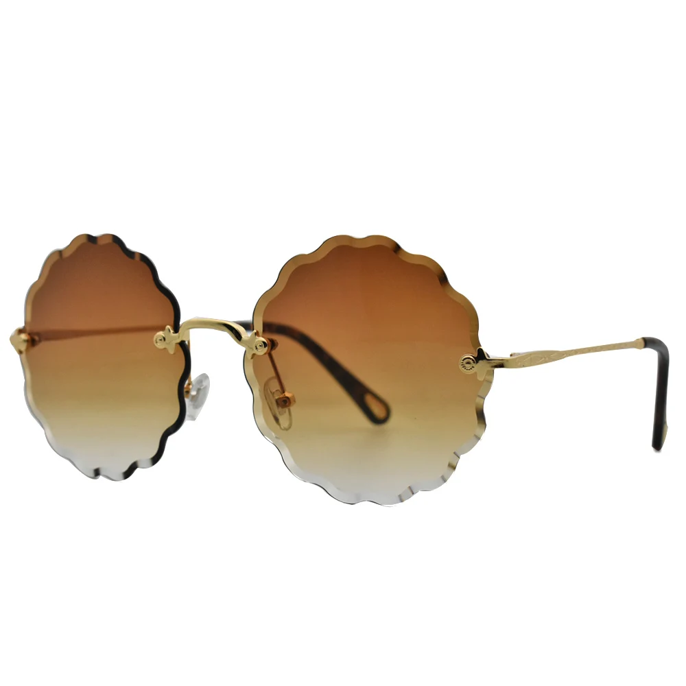 2020 Flori Rotund ochelari de Soare pentru Femei Brand de Lux fără ramă Ramă de Ochelari de Soare Doamnelor Nuante Trend în aer liber Rosie UV400 Ochelari