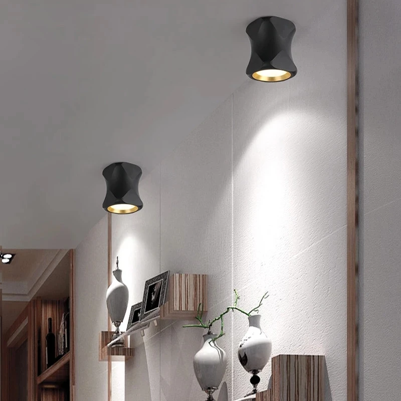 NOUA Moda Nordic alb negru montat pe perete corp de iluminat cob tavan culoar, coridor pridvor lumini camera de zi downlight 7W putere de 10W, 12W