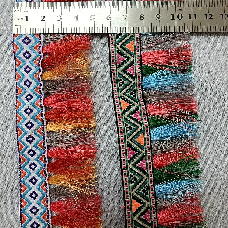 Broderii etnice chingi jacquard țesute bandă franjuri canaf tapiterie dantelă panglică 4.5 cm tribal boho DIY coase accesoriu nativ zakka