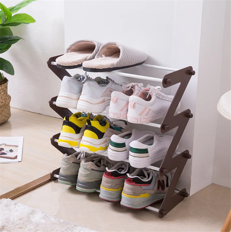 Simplu de Asamblat Raft de Pantofi din Oțel Inoxidabil Raft de Depozitare pentru Pantofi Cartea Diverse Camera de Camin Dormitor Z Formă de Pantof Suport Organizator