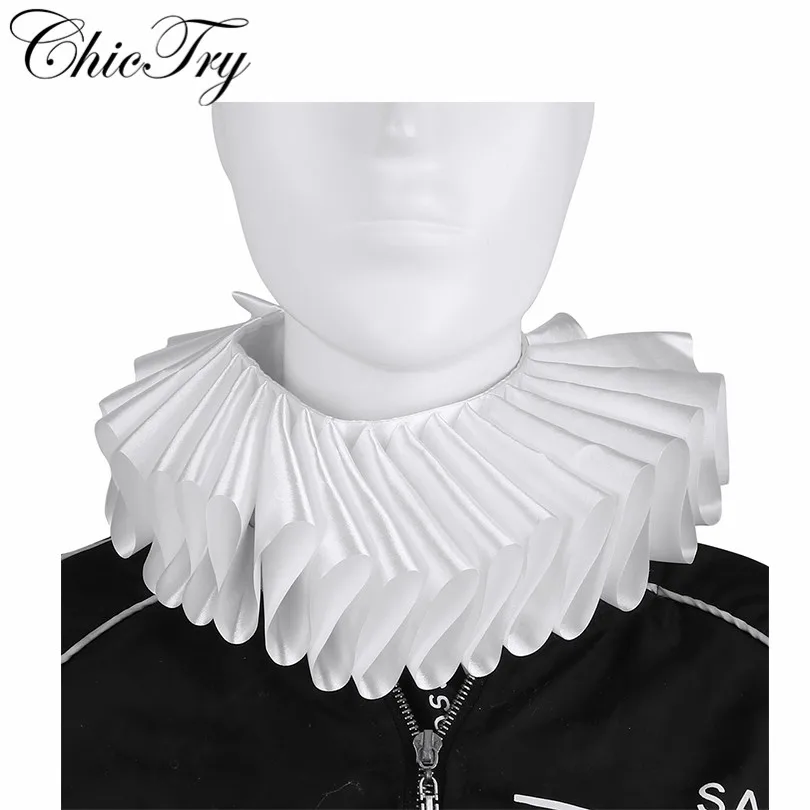 Adulți Renașterea Elisabetană Ciufulit Guler Clovn Satin Cravată Victorian Costum De Halloween Cosplay Carnaval Accesorii