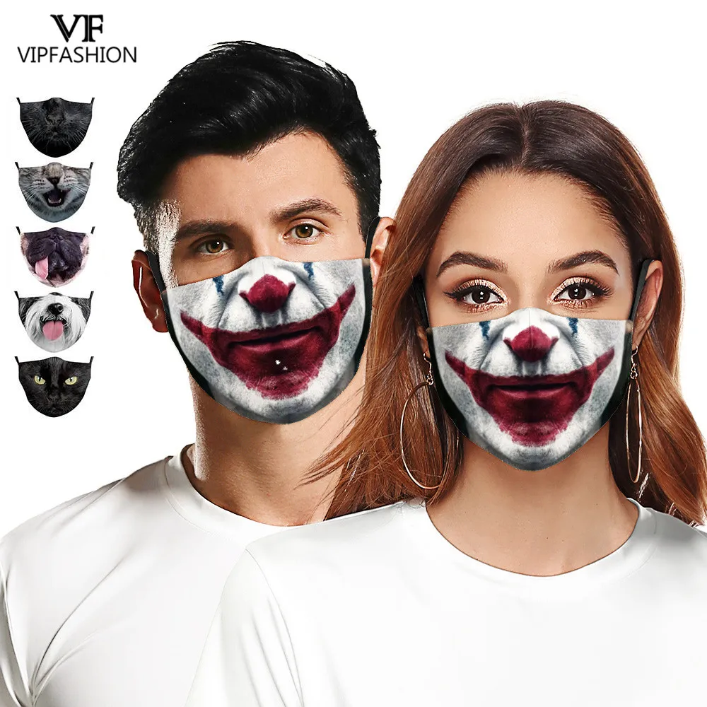 VIP MODA Adult Desene animate Imprimate Clovn Smiley Material Lavabil Gura Masti Anti Praf, Masti de Protectie Reutilizabile