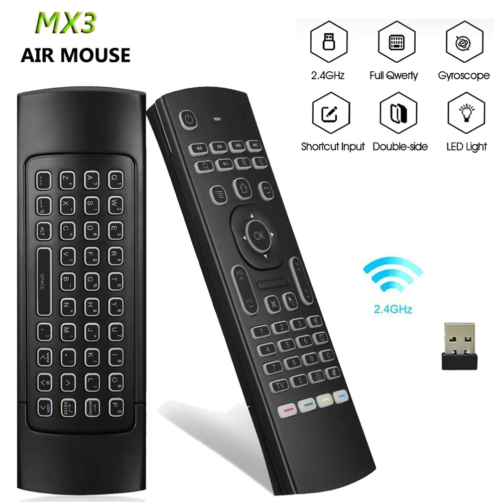 MX3 cu iluminare din spate Air Mouse 2.4 G RF Smart IR Control de la Distanță Voce Air Mouse tastatura pentru X96 mini KM9 A95X H96 MAX Android TV Box