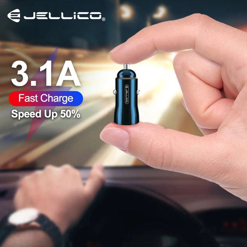Jellico QC 3.0 Metal Dual Mini USB Masina Încărcător Încărcător de Telefon Mobil 2 Port USB Rapid Incarcator de Masina pentru iPhone Samsung Incarcator de Masina