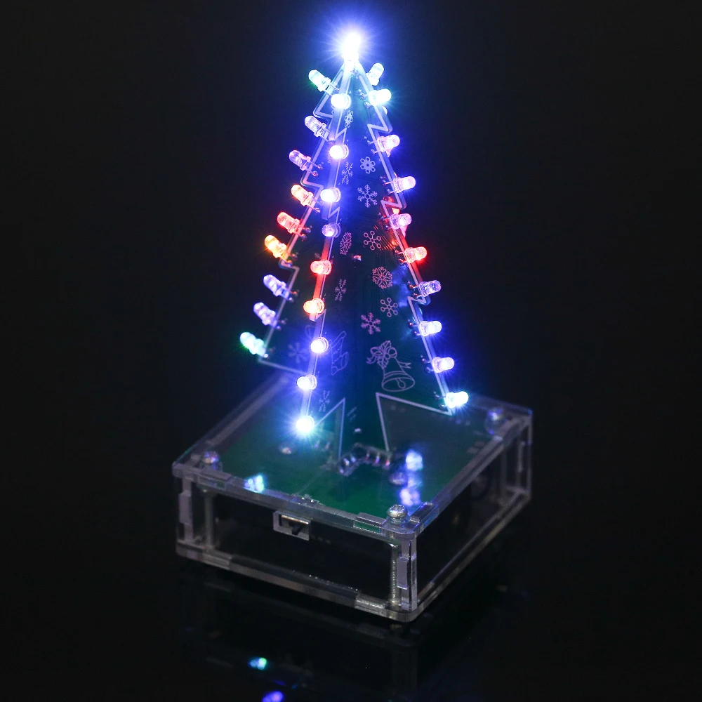 KKmoon DIY pline de culoare Ușor de a Face Lumină LED-uri Acrilice Pom de Crăciun cu Muzică Electronică Kit de Învățare Modulul de Cadou de Crăciun