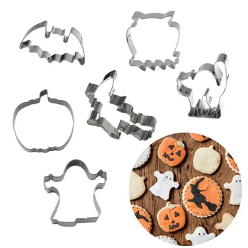 6pcs/set din oțel inoxidabil de halloween cookie cutter mucegai de copt instrumente tăietor de produse de patiserie Biscuiți fondant de tăiere tort de decorare instrumente