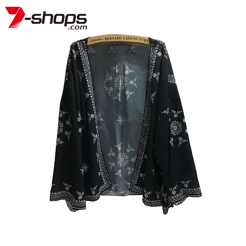 AECU Sifon Kimono pentru Femei Cardigan Batwing Maneca Lunga Cardigan Mujer Kimono Plajă Feminin Liber Bluze Casual Top Negru