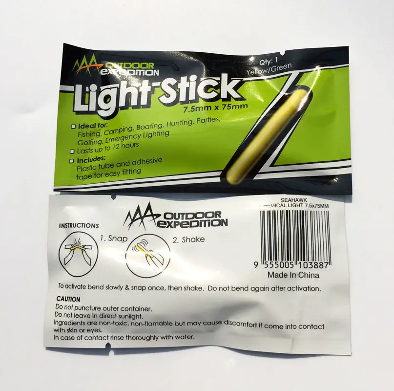 50Pcs(50bags) 7.5X75 mm Pescuit de Noapte Iluminat Stick Bagheta Verde Chimice Fluorescente LED Întuneric Glow Stick de Pescuit Led Stick