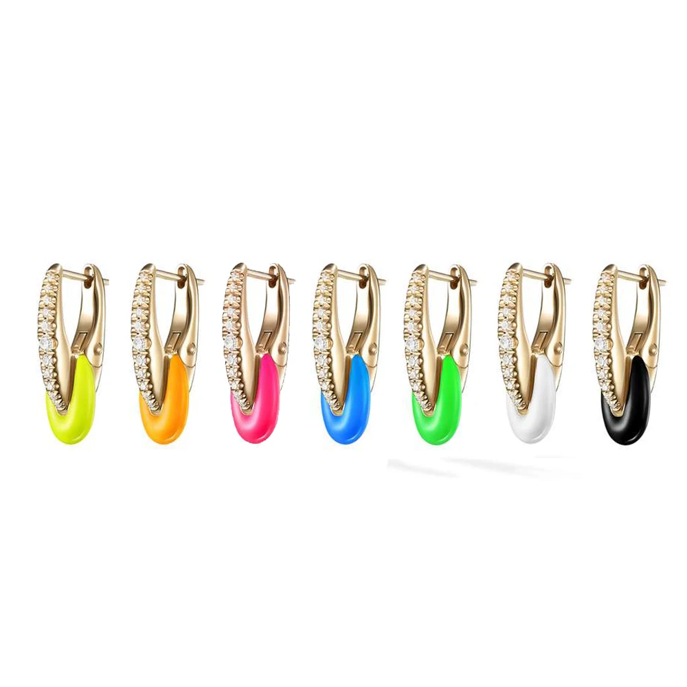 Aur Culoare Curcubeu Chany Neon Email Fată de Moda Bijuterii Femei CZ Mic Cerc de Cercuri Multi Piercing Cercel Nou