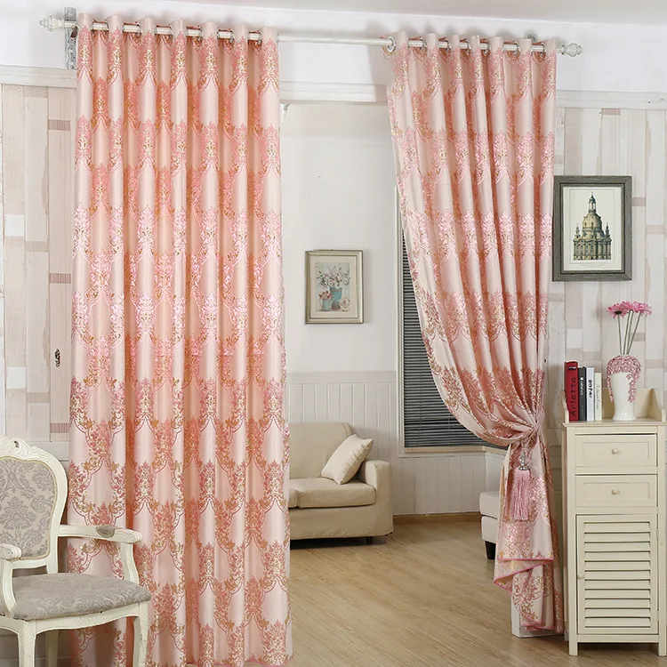 Stil European perdele pentru Living Dining Dormitor Roz de Aur Perdele Jacquard Fir de bumbac vopsit Perdele Tesatura Perdele Opace