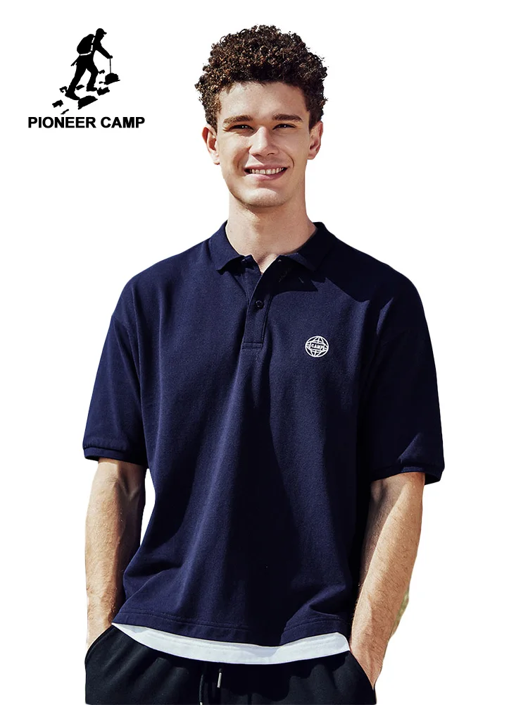 Pioneer Tabara de Vara Bumbac Polo Barbati Cauzalitate Maneci Scurte Moda Tipărite Streetwear Mens Polo shirt ADP0223003L