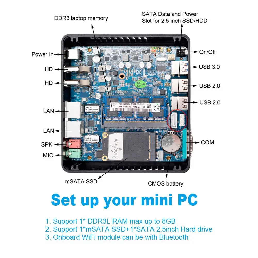Mici Profitabilă de Birou PC Intel Celeron J4105 J1900 N3160 Afișaj Dual PCIE 4G Wifi Mini Desktop Computer de Jocuri RS232 COM TV BOX
