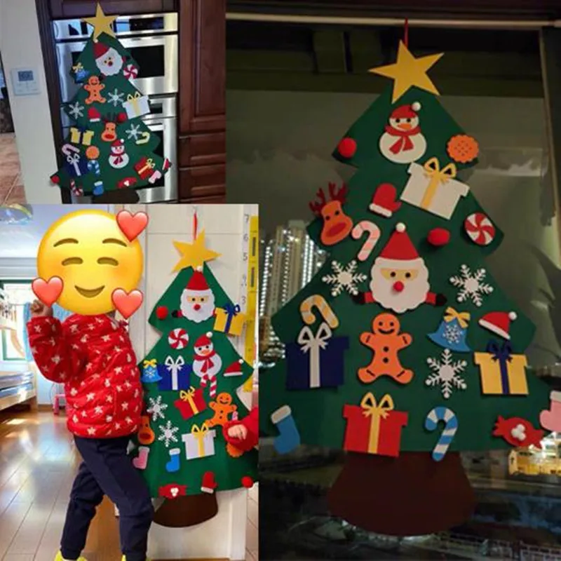 Copii DIY Simțit Pom de Crăciun cu Ornamente Copii de Anul Nou Cadou de Crăciun 2021 Ușa de Perete Decor Navidad Decor