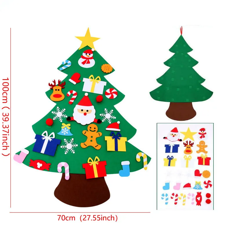 Copii DIY Simțit Pom de Crăciun cu Ornamente Copii de Anul Nou Cadou de Crăciun 2021 Ușa de Perete Decor Navidad Decor