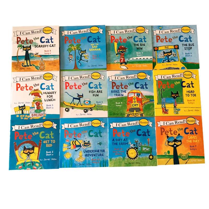 12buc/set Pot Citi Pete Cat engleză Cărți ilustrate pentru Copii carte Poveste Devreme Educaction Buzunar Carte de Citire 13x13 cm