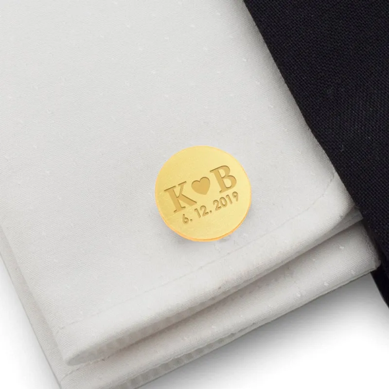 Din Oțel inoxidabil Numele butonul Personalizate Gravate cu Laser Logo-ul Buton de Manșetă Nasturi-butoni Plăcuța Cadou