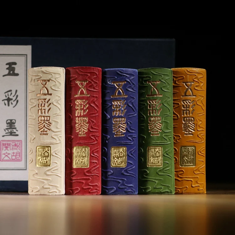 Tradițională Chineză de Cerneală Color Stick Cerneală Solidă Vopsea Sumi-e caligrafie Și Pictură 5 culori de cerneluri Hui Mo Hui Ea Lao Hu Kai Wen