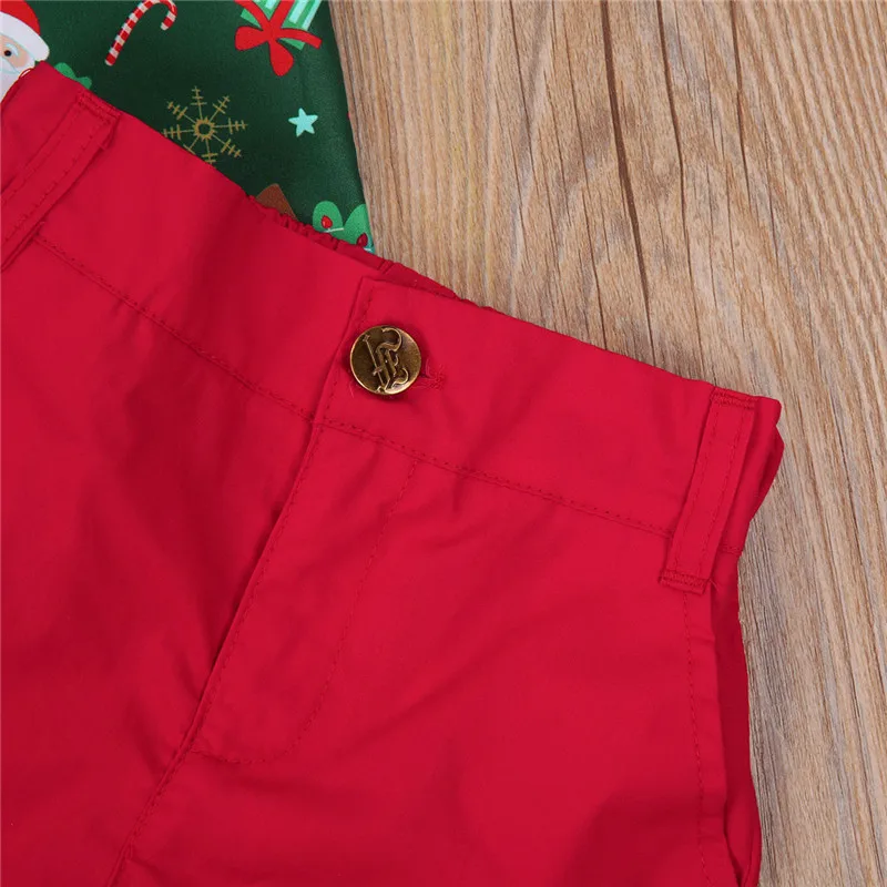 Copilul baietel Haine de Crăciun Set Kid Maneci Scurte Santa Imprimare Tricouri culoare Roșie, pantaloni Scurți Pantaloni Domnilor Costum 2 BUC Xmas Outfit 1-6Y