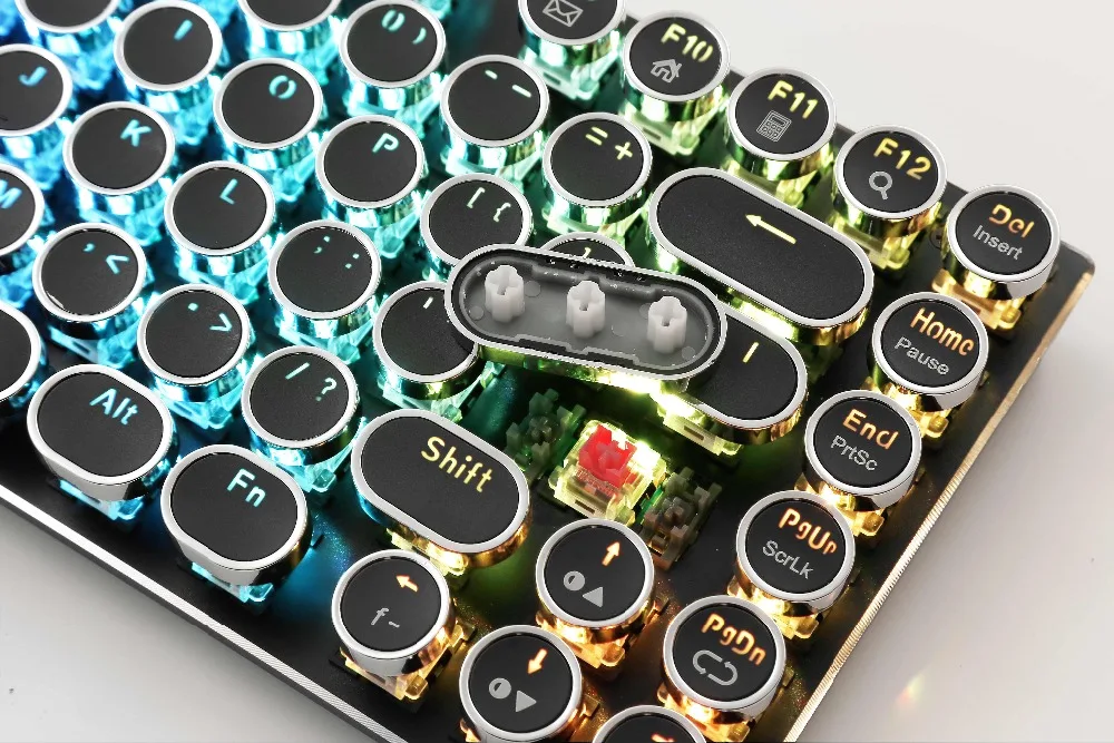 NOI Steampunk Tastatură Mecanică Tenkeyless Design Compact RGB LED cu iluminare de fundal Tastatură de Gaming 81 Taste tastatură de culoare Neagră Z-88