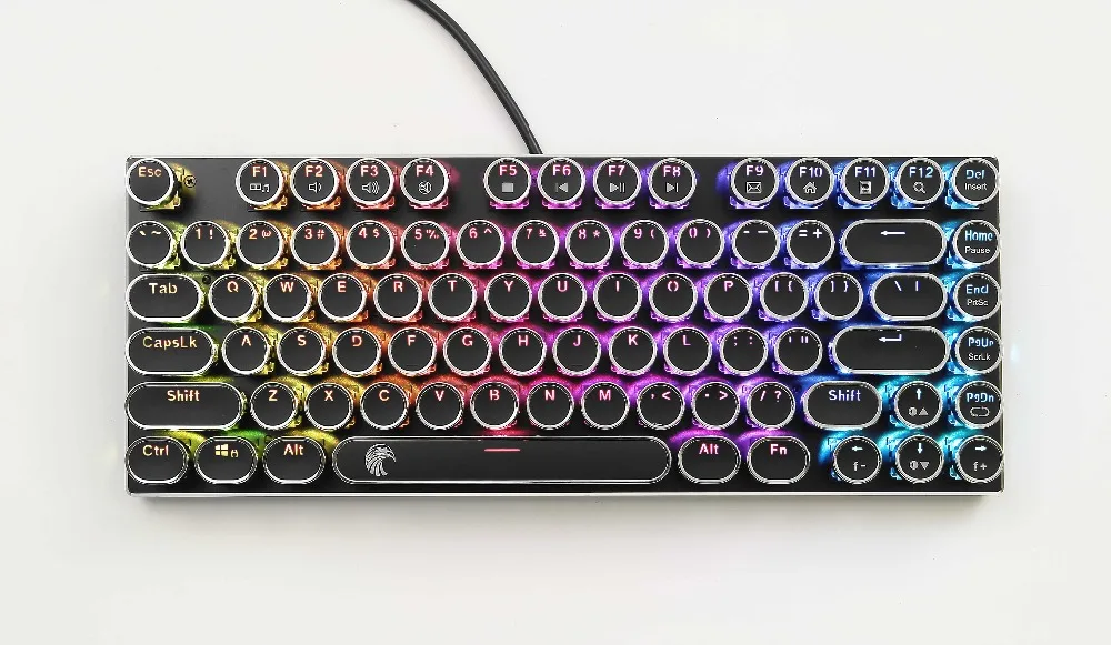 NOI Steampunk Tastatură Mecanică Tenkeyless Design Compact RGB LED cu iluminare de fundal Tastatură de Gaming 81 Taste tastatură de culoare Neagră Z-88