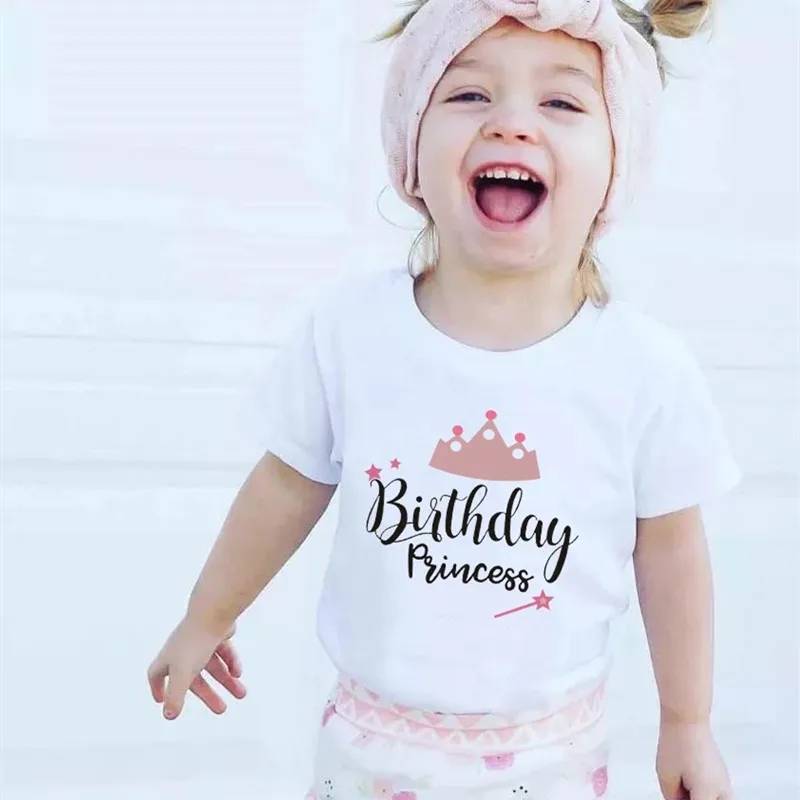 Ziua de naștere a Prințesei Tricou Copii Fete Haine cu Maneci Scurte T-shirt Alb Camasa Casual O-Gât Moda Copii Tricou