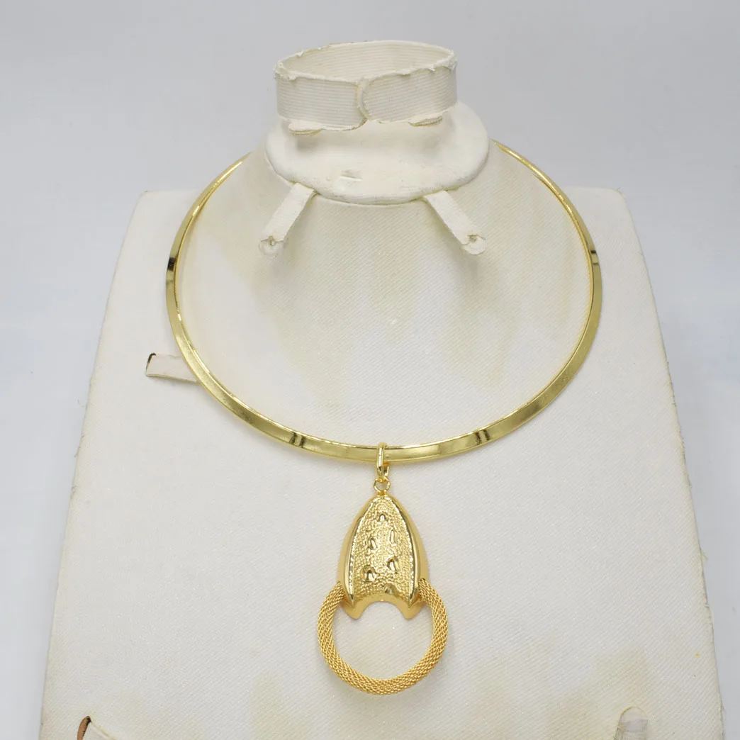 NOUL DESIGN Italia 750 de Aur de culoare Set de Bijuterii Pentru Femei africane mărgele moda bijuterii set colier cercei bijuterii