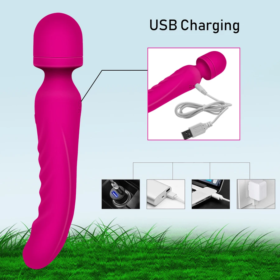 FLXUR Încălzire AV Baghetă Magică Vibrator pentru Femei Dual Vibratoare de Silicon Vibrator Vagin Corp Masaj punctul G și clitorisul Stimula Jucarii Sexuale