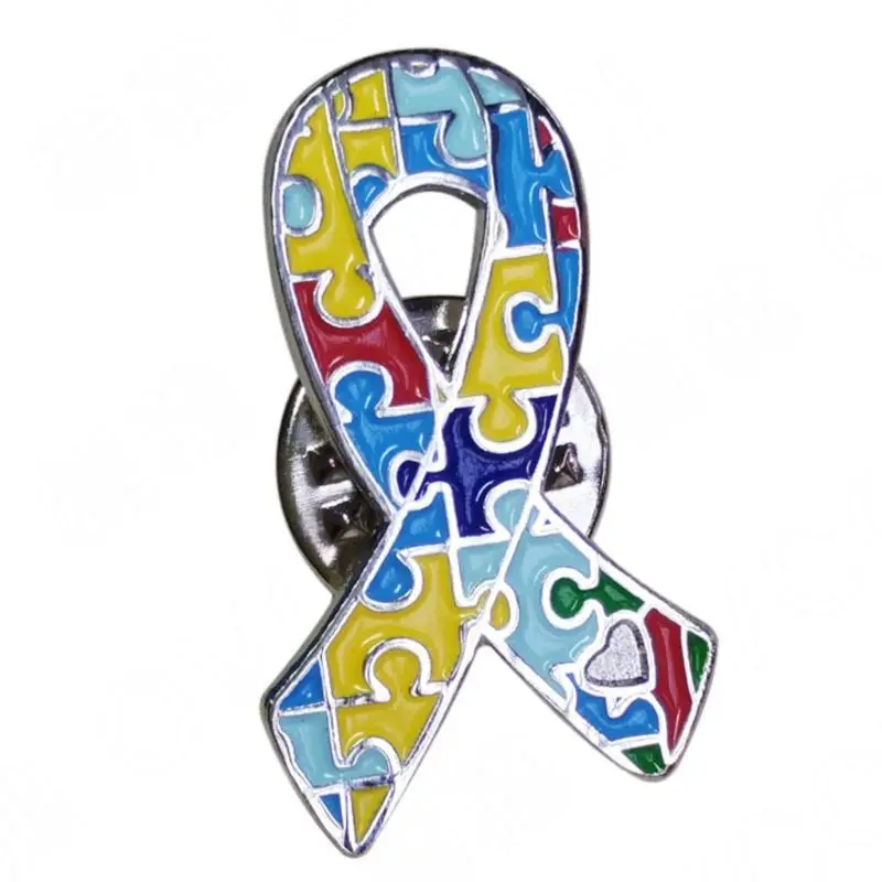 Conștientizarea autismului Multicolore Puzzle Bucată de Panglică Brosa Email DIY Ace de Rever
