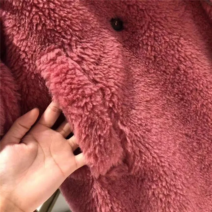 Iarnă Adevărată Haină de Blană de Urs de Pluș Maro Fleece Jachete de Moda pentru Femei Costum de Guler Alpaca Palton Lung Cald Hanorac