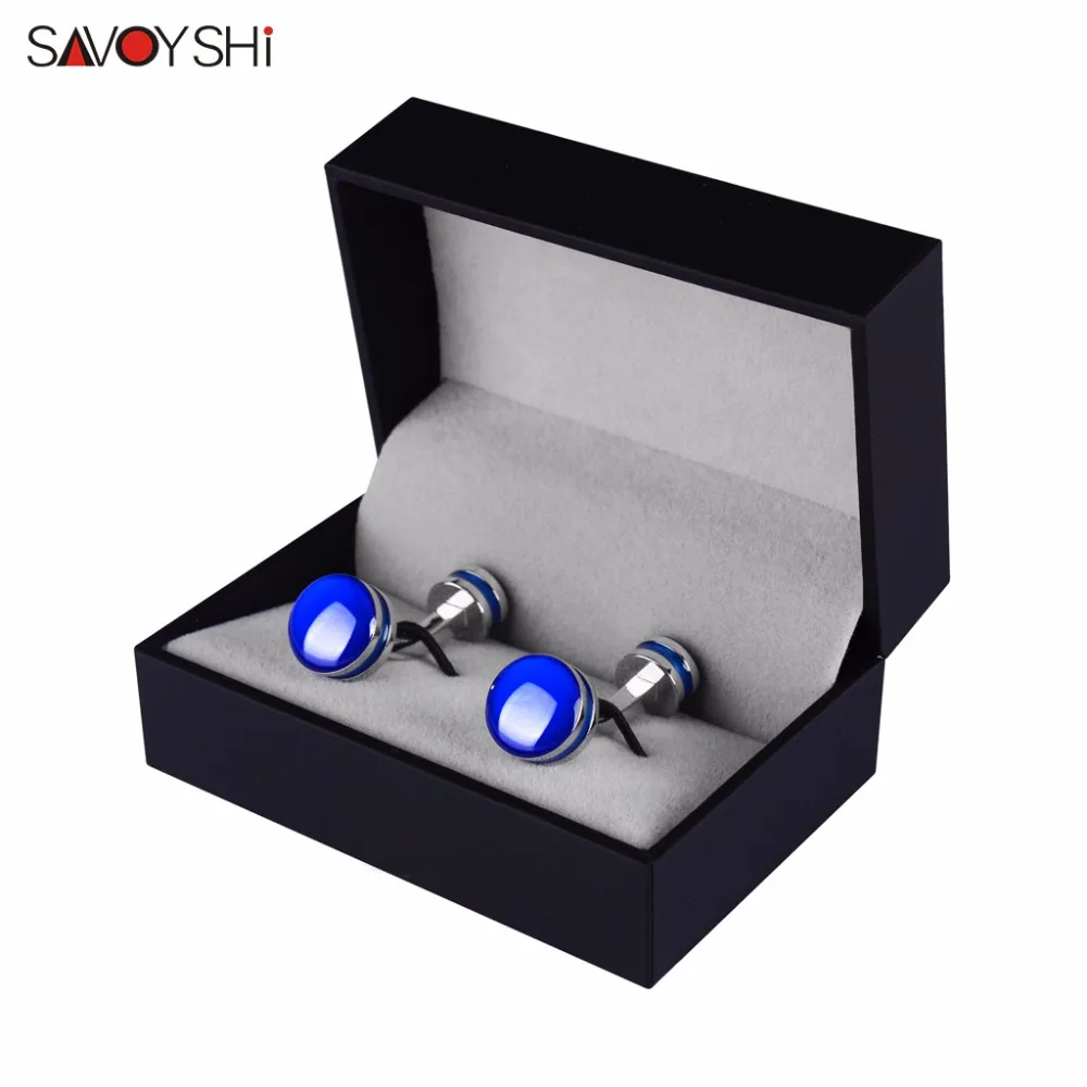 SAVOYSHI Moda Camasa Butoni pentru Barbati Manșetă butoane Mici, Rotunde, Albastru Email Manșetă Link-uri de Brand om de Bijuterii Gratuit Sculptură LOGO-ul