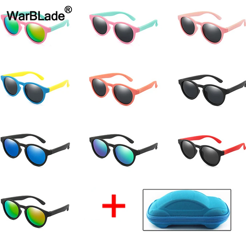WarBlade Rotund Copii Drăguț Polarizat ochelari de Soare Baieti Fata de Copii Ochelari de Soare Silicon Siguranță Copilul Nuante UV400 Ochelari Cu Caz