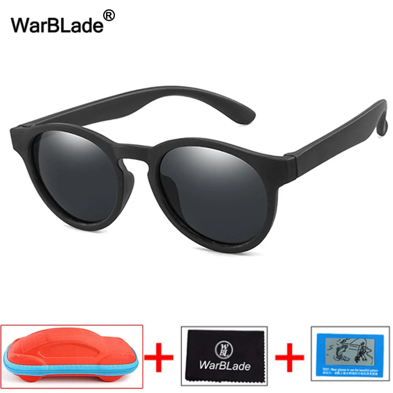 WarBlade Rotund Copii Drăguț Polarizat ochelari de Soare Baieti Fata de Copii Ochelari de Soare Silicon Siguranță Copilul Nuante UV400 Ochelari Cu Caz